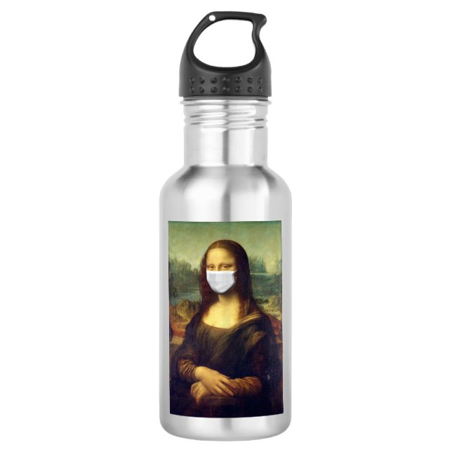 Botella De Agua Mona Lisa Vía Virus Corona (Anverso)