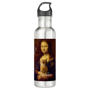 Botella De Agua Mona Lisa y su gato