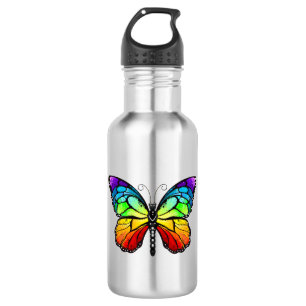 Botella De Agua Monarca de mariposa arcoiris