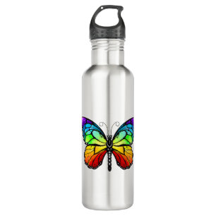 Botella De Agua Monarca de mariposa arcoiris
