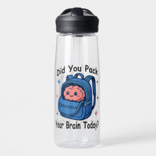 Botella De Agua Mono adorable con el chiste “¿Empacaste tu cerebro