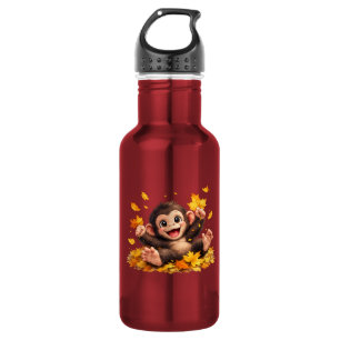 Botella De Agua Mono sonriente con grandes ojos juguetón tropical