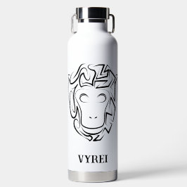 Botella De Agua Mono tribal blanco y negro