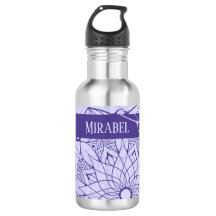 Botella de agua monocroma morada Mandala personali