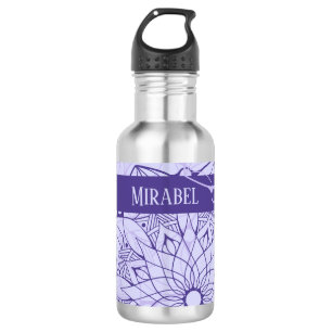 Botella de agua monocroma morada Mandala personali