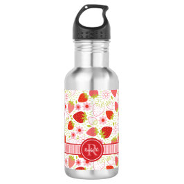 Botella De Agua Monogram Summer Strawberry Fruit Pattern