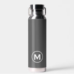 Botella De Agua Monograma blanco gris mínimo moderno<br><div class="desc">El diseño moderno de esta botella de agua presenta un fondo gris,  con un monograma inicial en negrita en blanco para un aspecto sencillo y elegante,  pero profesional.</div>