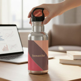 Botella De Agua Monograma Brown y Maroon Stried