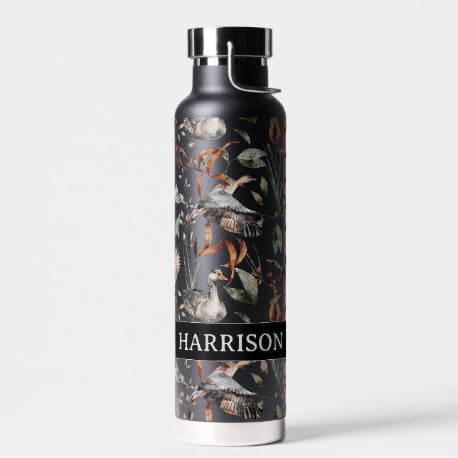 Botella De Agua Monograma Caza de Conejo de Ganso Pato Hojas de Ot (Izquierdo)