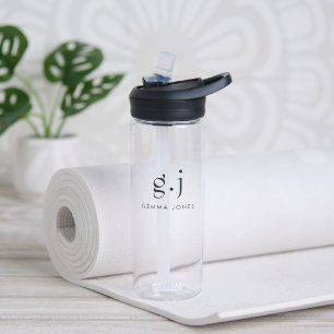 Botella De Agua Monograma Clásico Elegante Minimal