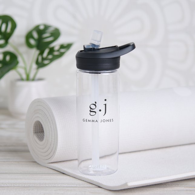 Botella De Agua Monograma Clásico Elegante Minimal (Yoga)