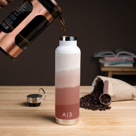 Botella De Agua Monograma con estilo de acuarela en cobre con efec