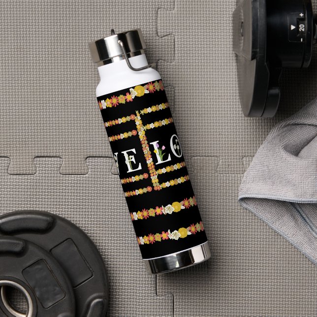 Botella De Agua Monograma Daisy Rústico Amor Floral (Gimnasio)