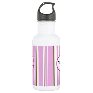 Botella De Agua Monograma de banda marrón rosa