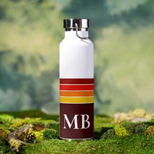 Botella De Agua Monograma de bandas retro