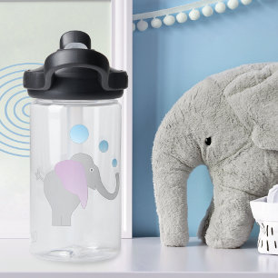 Botella De Agua Monograma de burbujas de elefantes cómicos