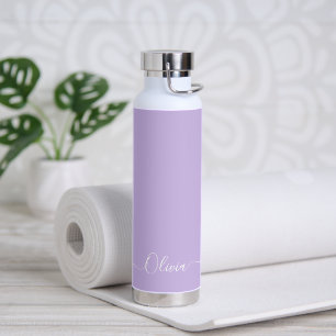 Botella De Agua Monograma de color PixDezines Lilac Purple DIY
