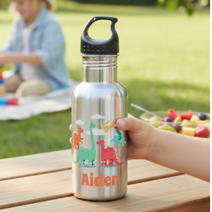 Botella De Agua Monograma de Dinosaurio