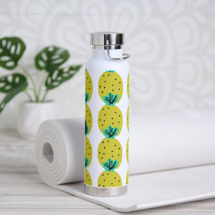 Botella De Agua Monograma de garabatos geométricos de piña