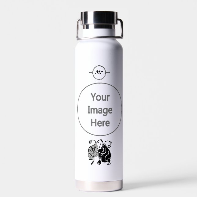 Botella De Agua Monograma de Hippo enojado (Atrás)