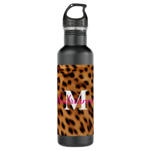 Botella De Agua Monograma de impresión de animales leopardos