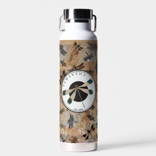 Botella De Agua Monograma de la entomología alterada de la libélul