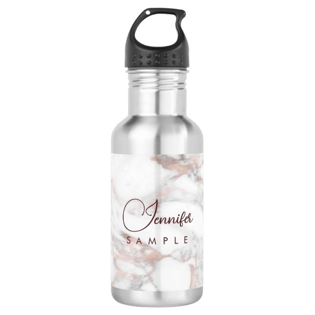 Botella De Agua Monograma de la mejor plantilla de mármol blanco d (Anverso)