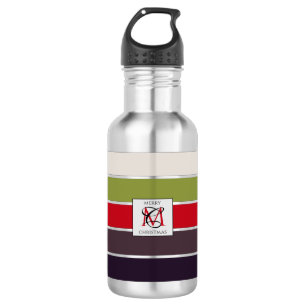 Botella De Agua Monograma de la paleta de color pastel de Navidade