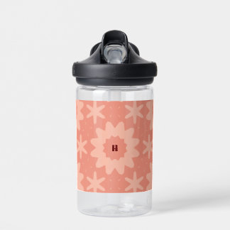 Botella De Agua monograma de melocotón rosa