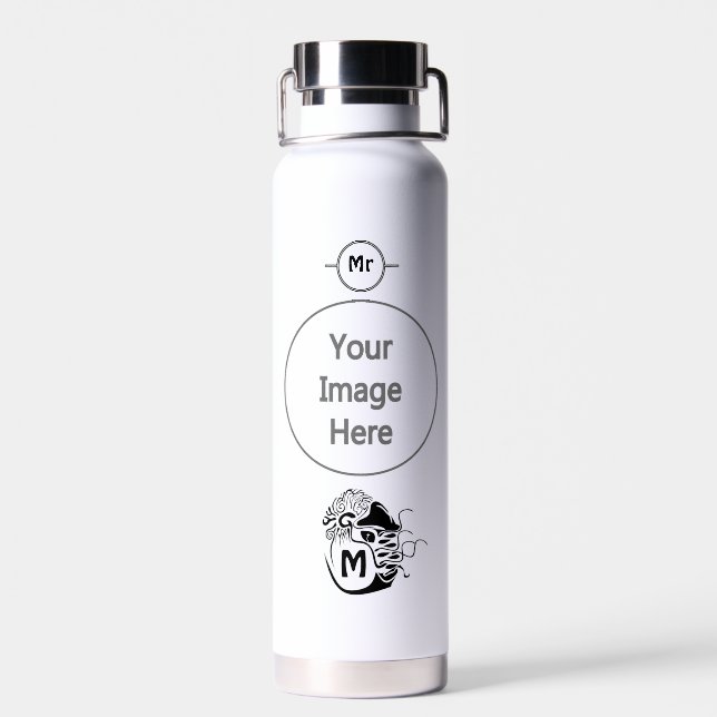 Botella De Agua Monograma de Nautilus Cromado Primitivo (Atrás)