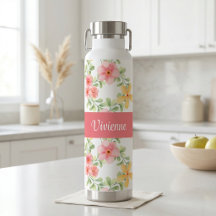 Monograma de nombre con acuarela de flores silvest