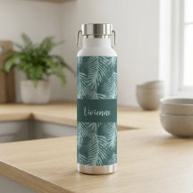 Monograma de nombre de hoja tropical de acuarela a