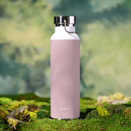 Botella De Agua Monograma de nombre personalizado Rosa Polvo