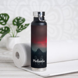 Botella De Agua Monograma de nubes, niebla y montañas quemadas