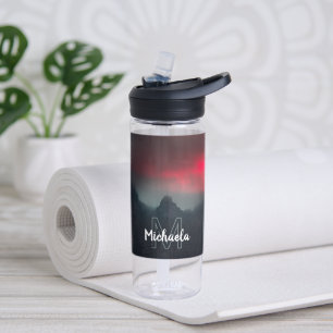 Botella De Agua Monograma de nubes, niebla y montañas quemadas