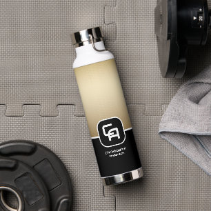 Botella De Agua Monograma de oro metálico