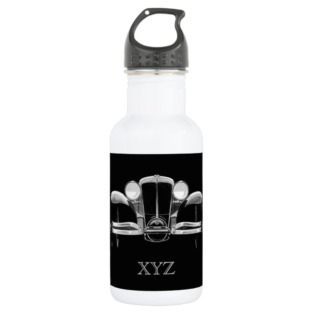 Botella De Agua Monograma de personalizado de coches de época (Anverso)