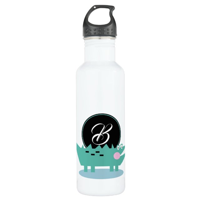 Botella De Agua Monograma de Personalizado de cocodrilo cutáneo in (Anverso)