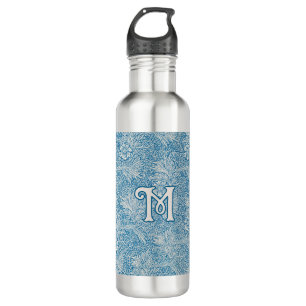 Botella De Agua Monograma de William Morris Blue Marigold