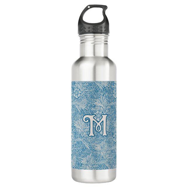 Botella De Agua Monograma de William Morris Blue Marigold (Anverso)