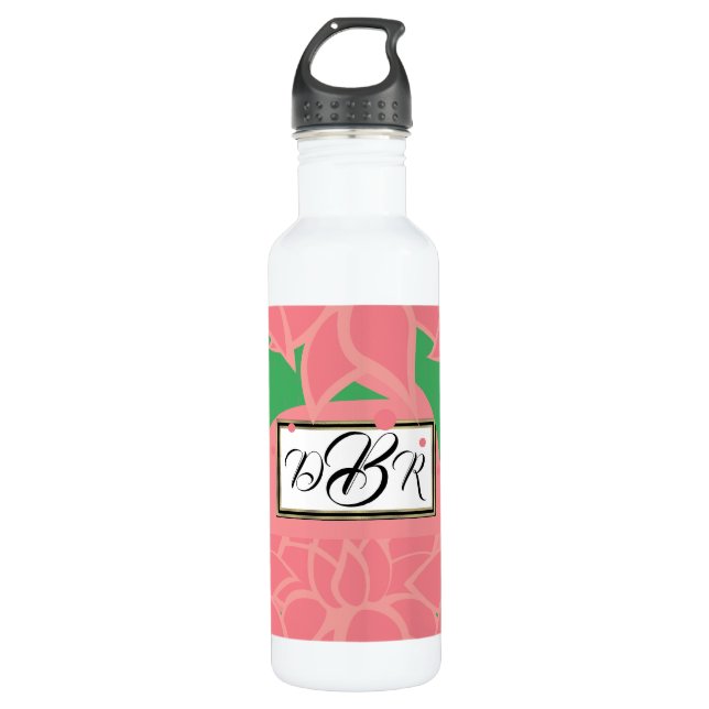 Botella De Agua Monograma de yoga Lotus (Anverso)