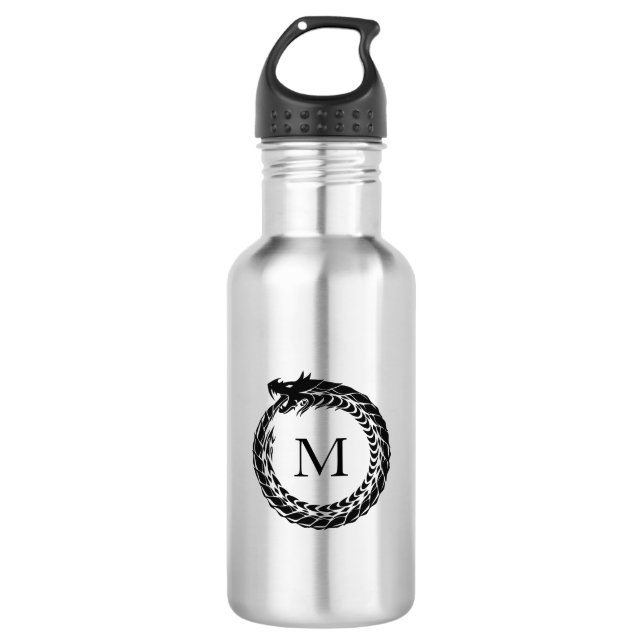 Botella De Agua Monograma del dragón negro (Anverso)