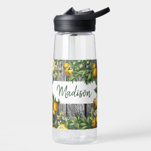 Botella De Agua Monograma del jardín de cítricos ruso