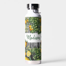 Botella De Agua Monograma del jardín de cítricos ruso