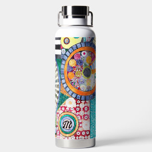 Botella De Agua Monograma del modelo de dibujo abstracto moderno
