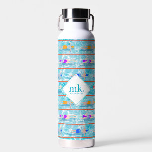 Botella De Agua Monograma del modelo de equipo de natación de los
