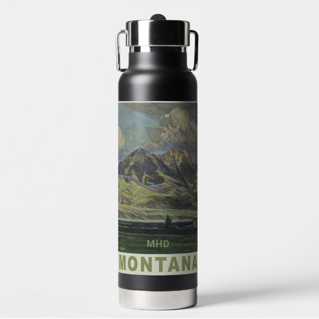 Botella De Agua Monograma del personalizado de viajes Montana Vint (Frente)