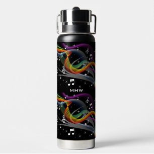 Botella De Agua Monograma del personalizado del Ilustracion musica