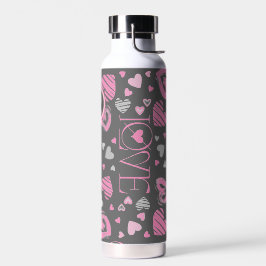 Botella De Agua Monograma Día de San Valentín de amor de corazones