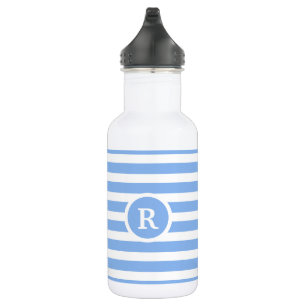 Botella De Agua Monograma elegante a rayas